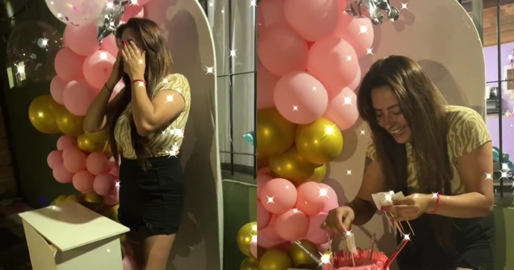 Tortul neobișnuit de ziua de naștere decorat cu fotografii cu exe care au fost viral pe Tiktok în mijlocul sărbătorii, o tânără a găsit ceva neașteptat. Videoclipul momentului, împărtășit de sora sa, a depășit opt ​​milioane de vizualizări